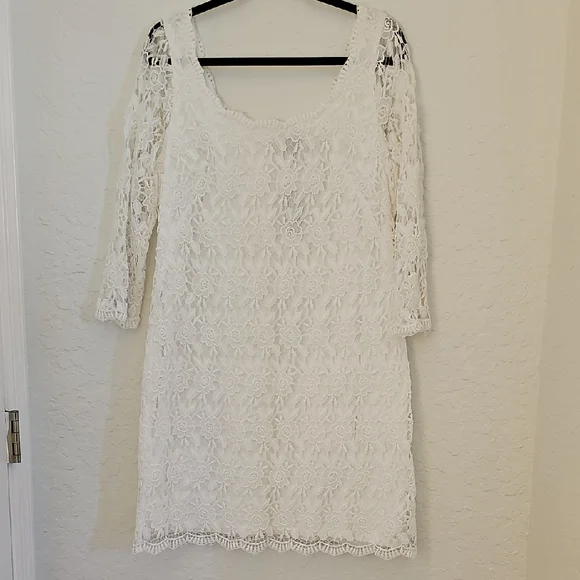 WHBM Elegant White Lace Dress - Picture 9 of 16